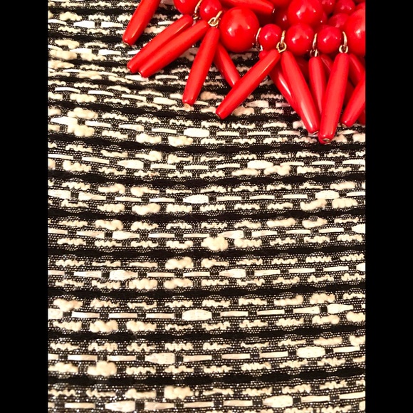 TALBOTS Shimmery Black/White Fringe Sleeve Top - Picture 6 of 8